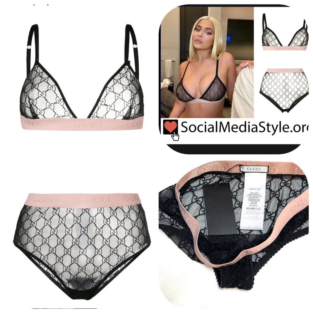 NWT GG embroidered tulle lingerie lingerie set